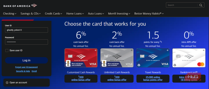 01 Bank of America Secure Username