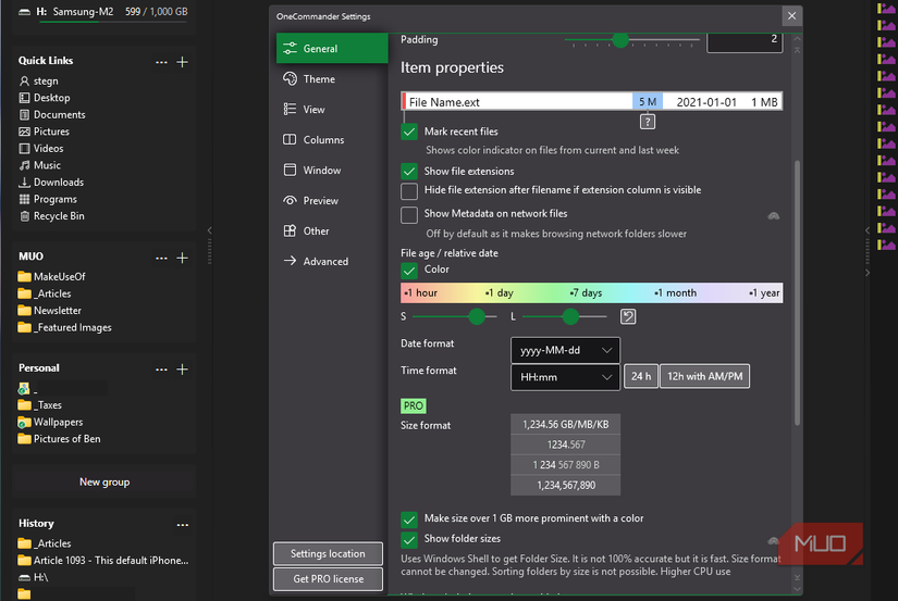 05 OneCommander General Settings