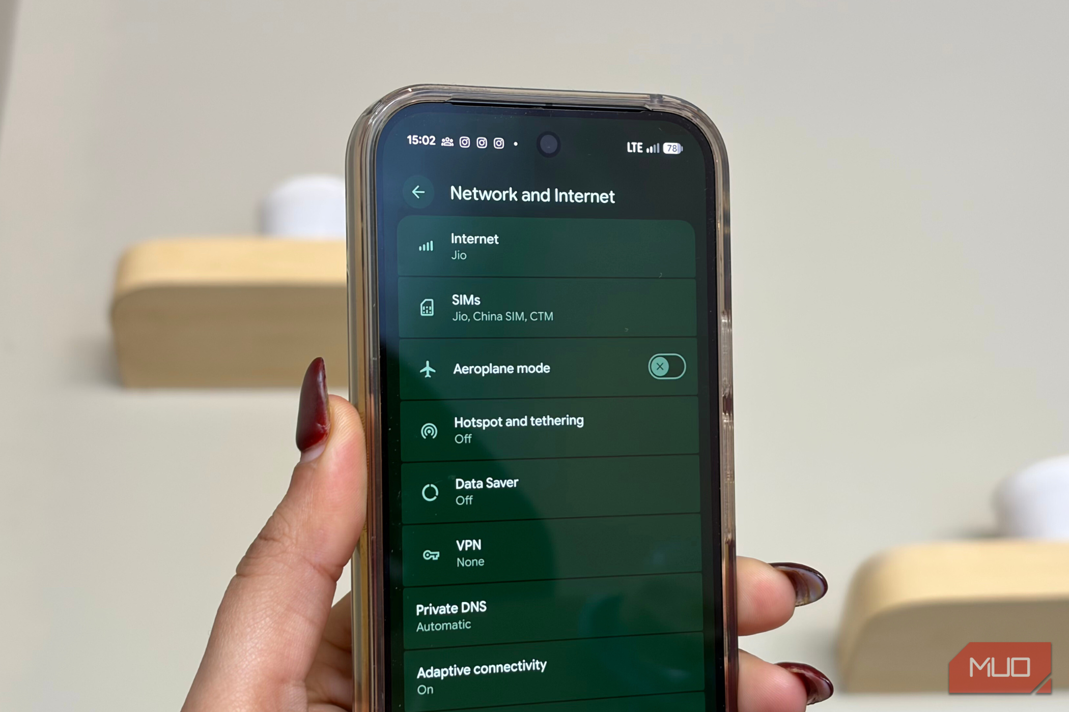 Network and Internet settings opened on the Google Pixel 10 Pro