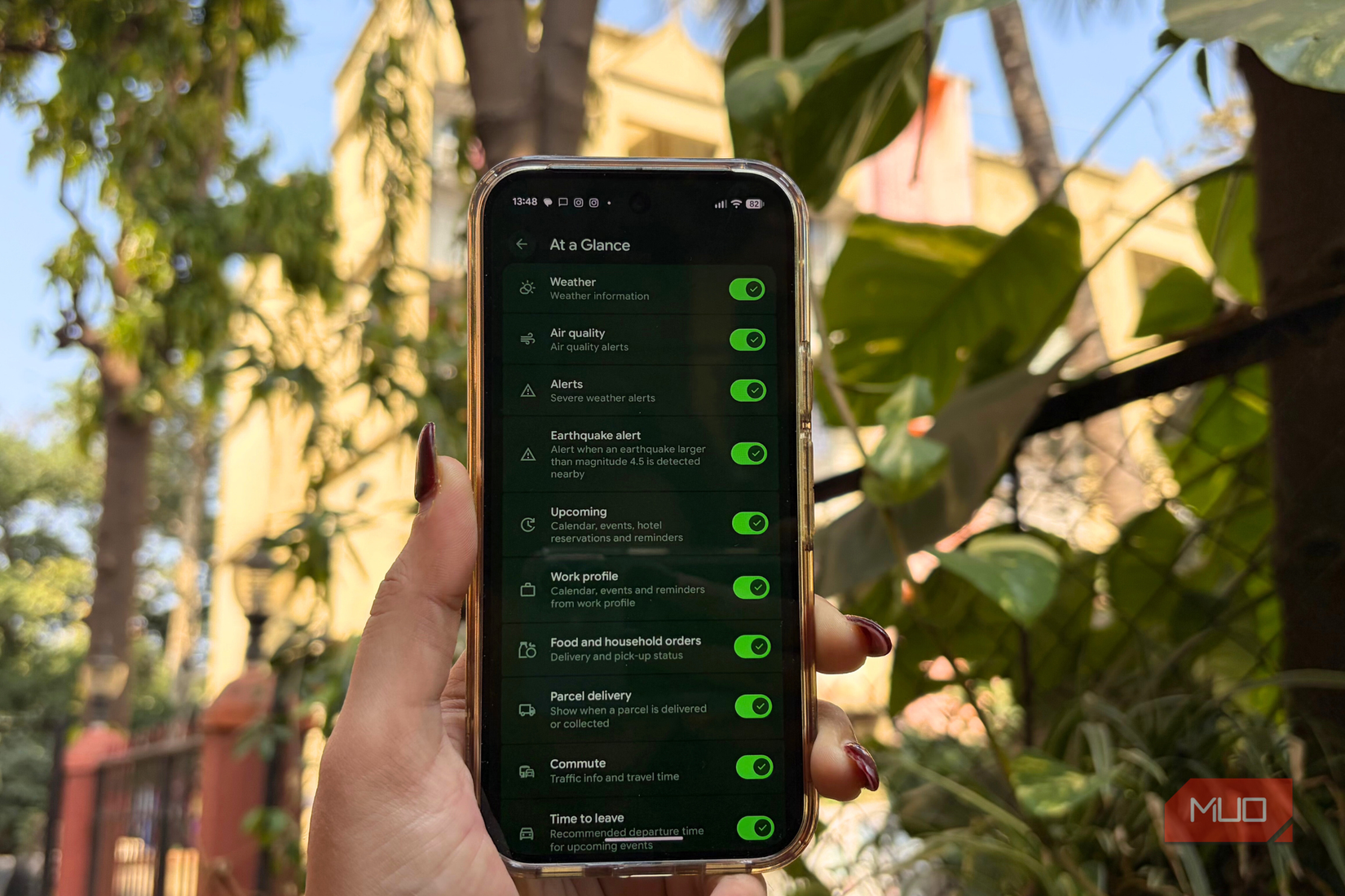 Toggles provided by the At a Glance feature