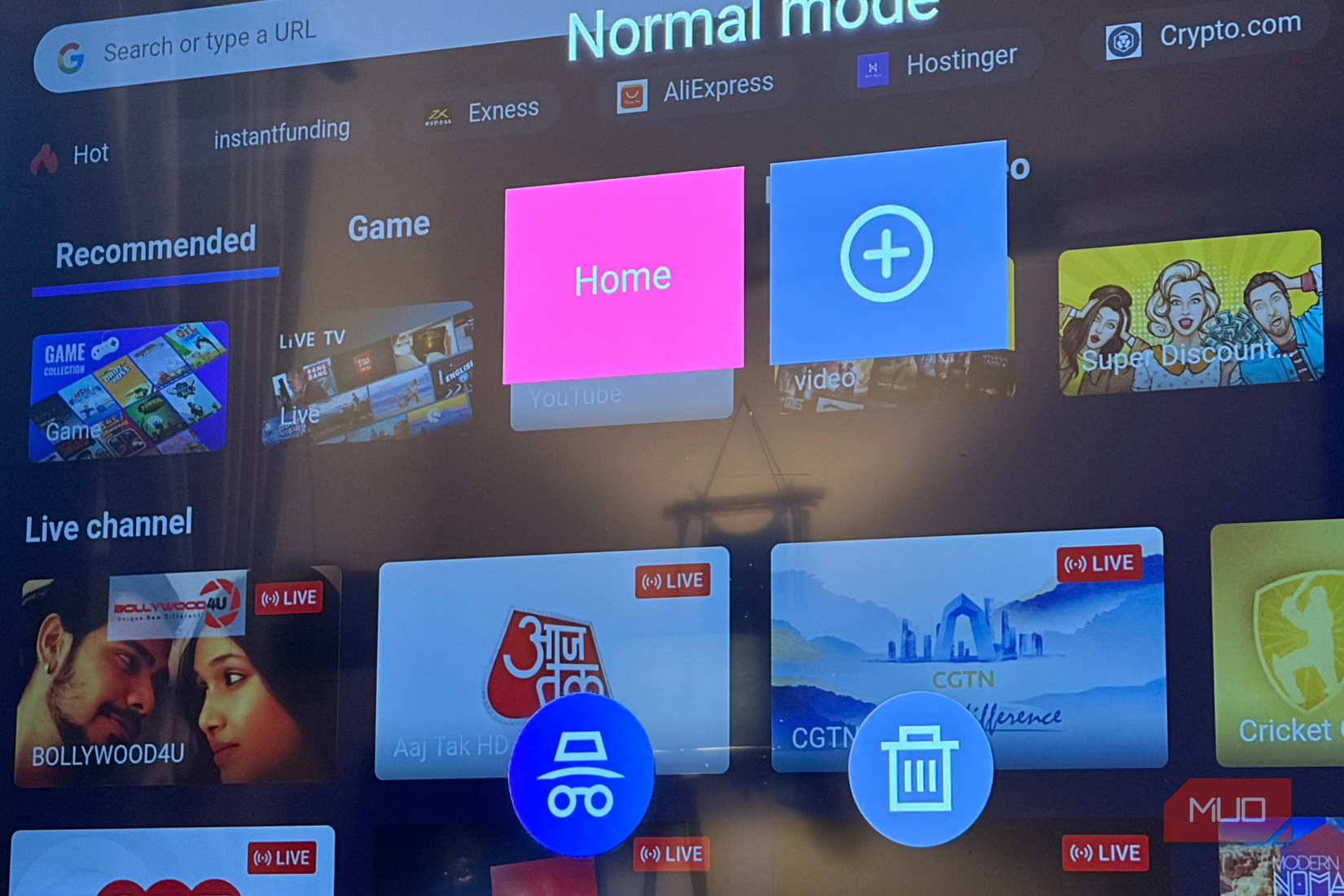 Incognito mode on Open browser