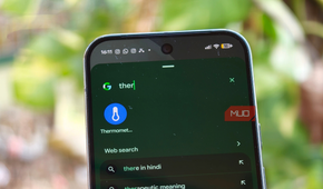 Searching for the thermometer app on the Google Pixel 10 Pro