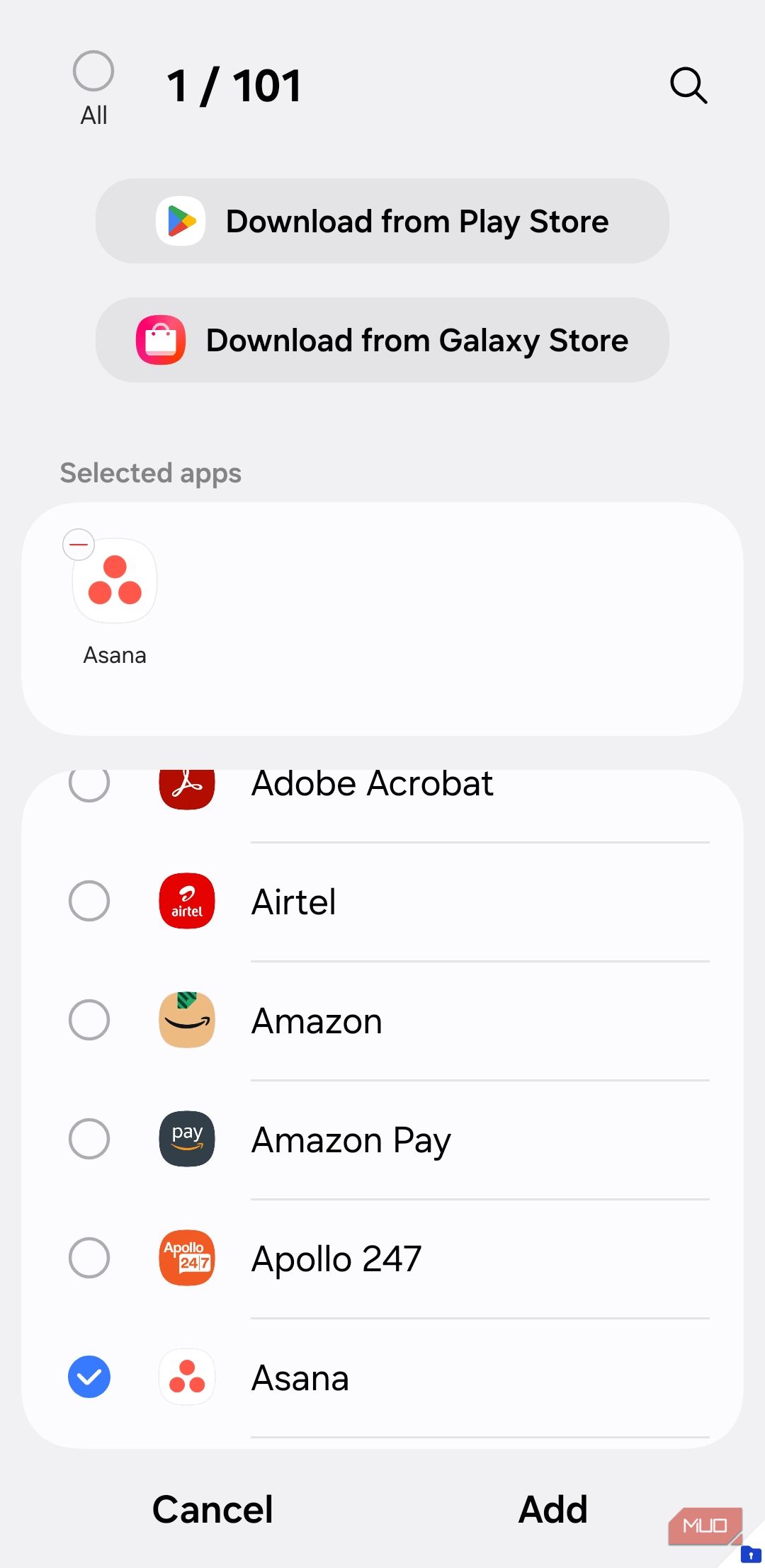 Параметры автоблокировки Secure Folder