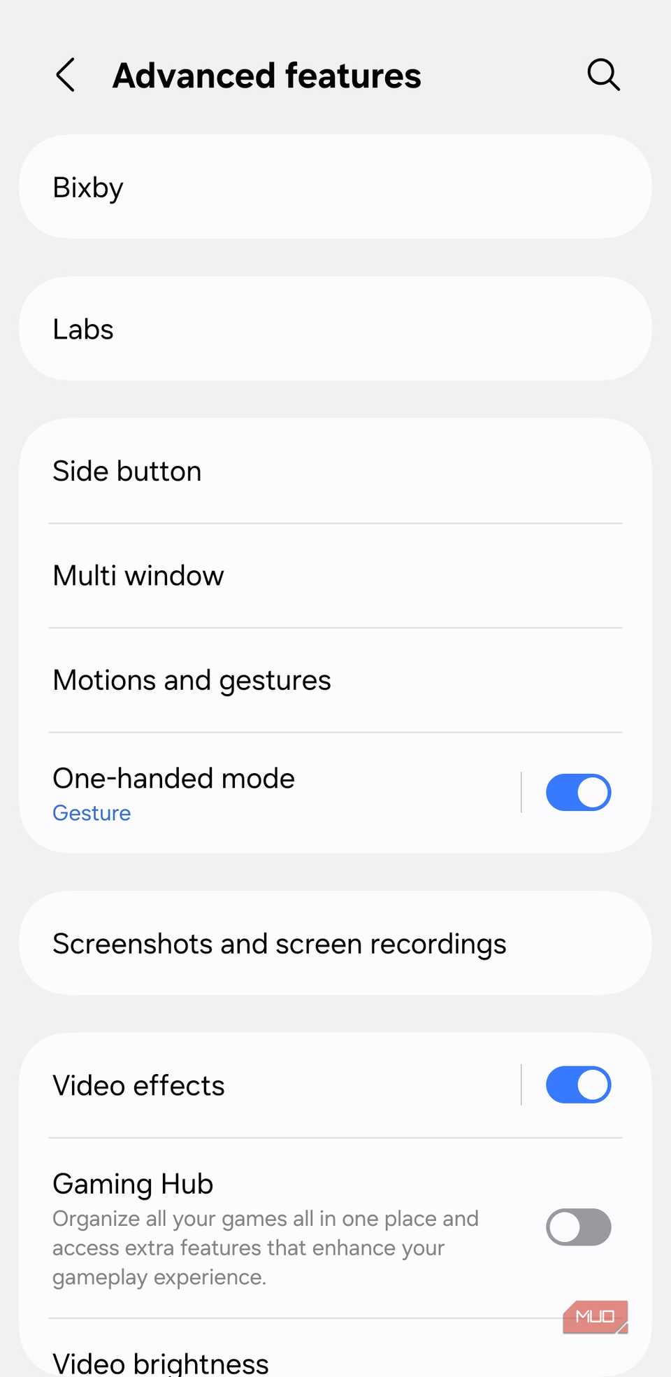 Advanced features on Samsung phone
