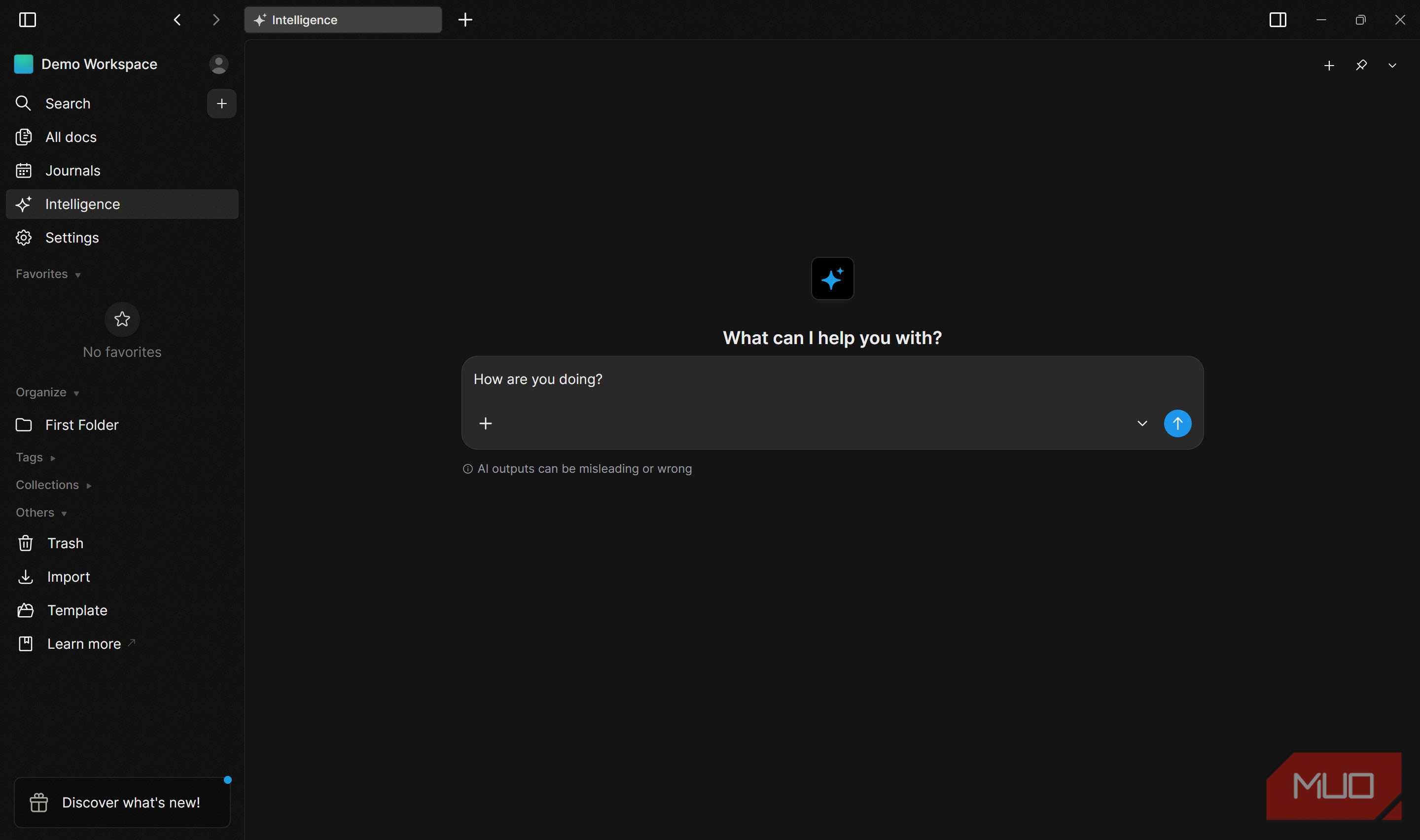 Affine AI assistant page.