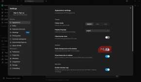 Affine settings menu.