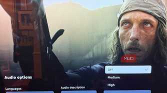A screenshot from the series Fallout with the Amazon Prime Video Dialogue Boost option in the audio settings.