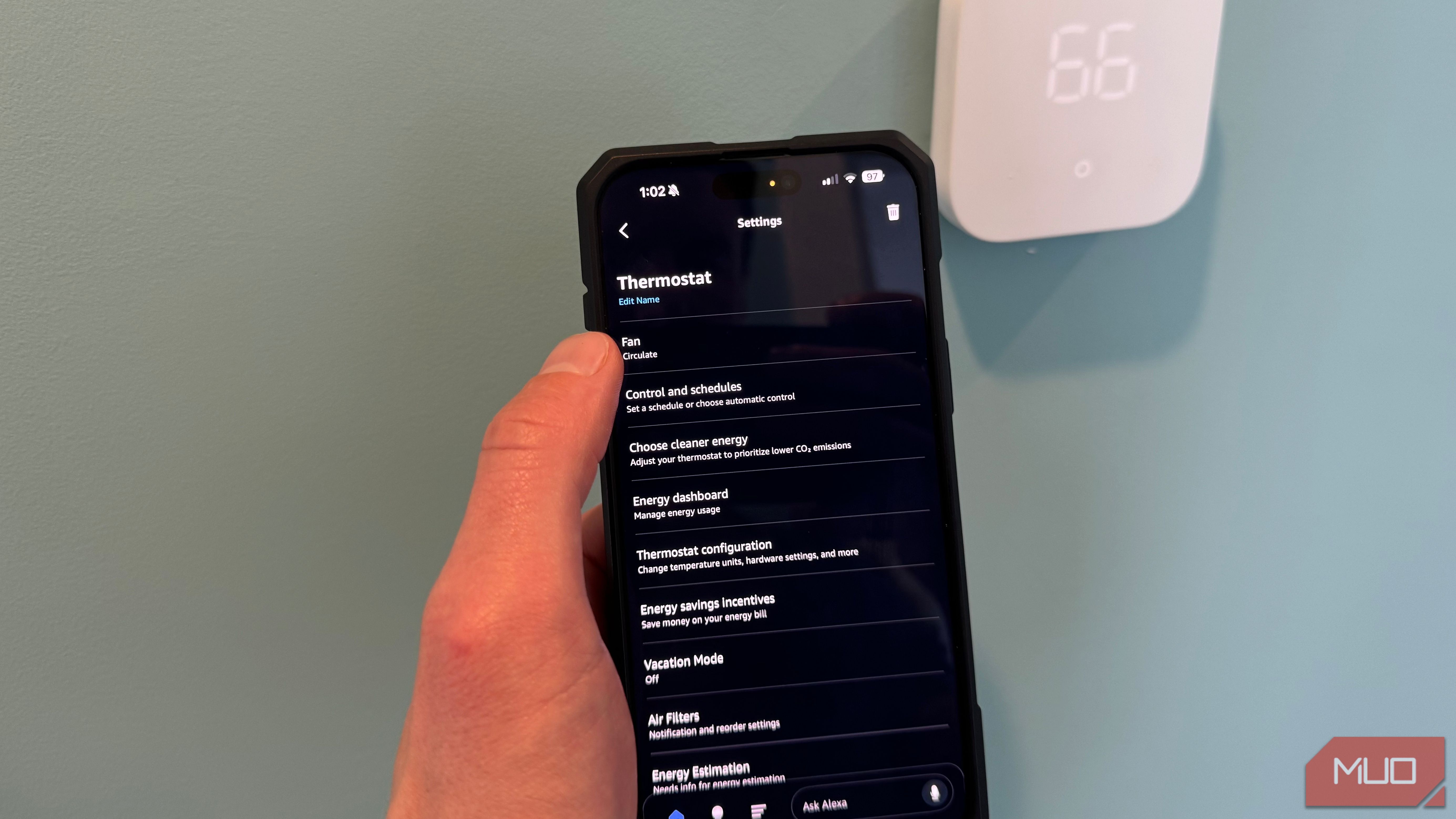 amazon smart thermostat alexa fan setting