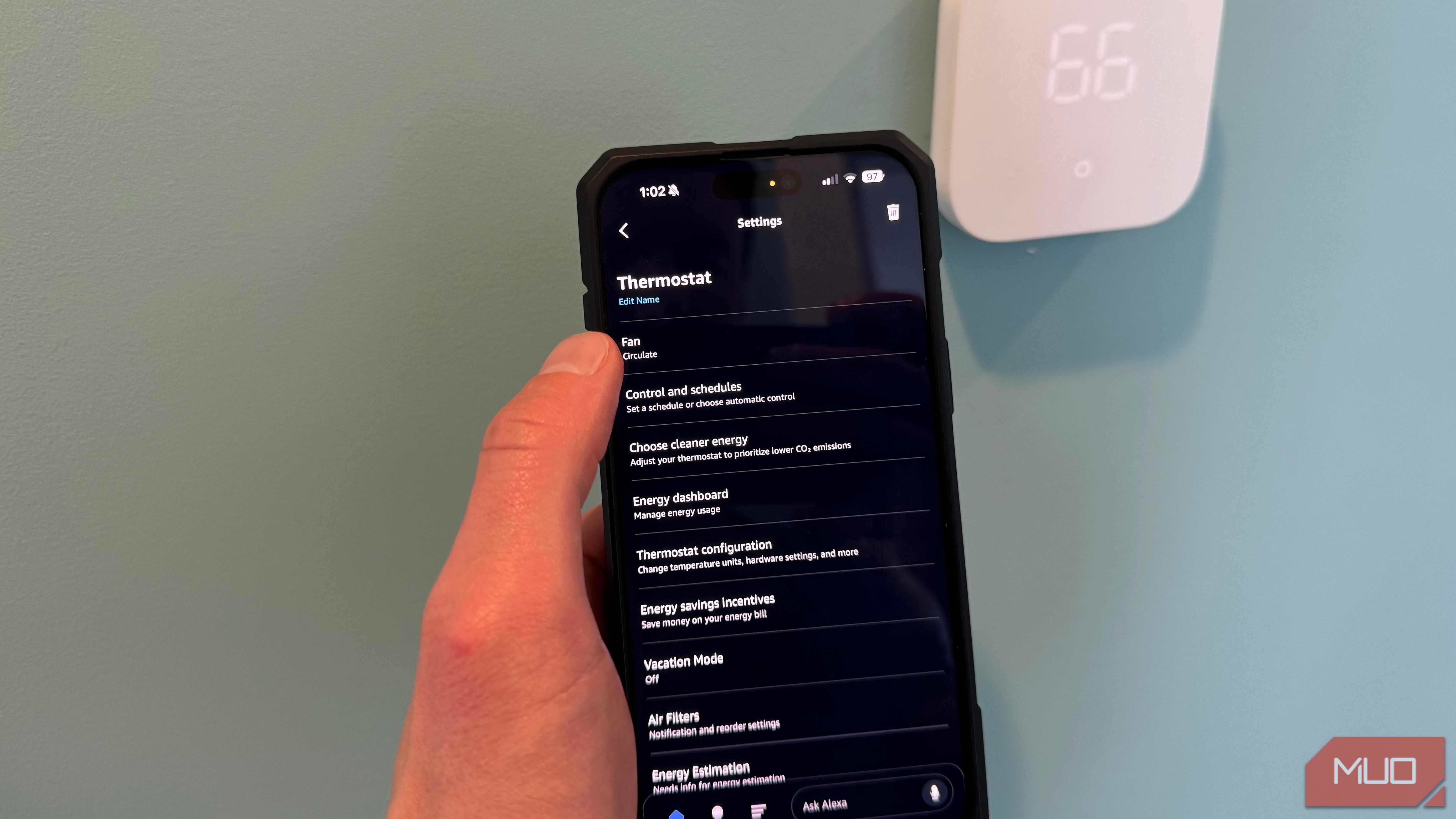 amazon smart thermostat alexa fan setting