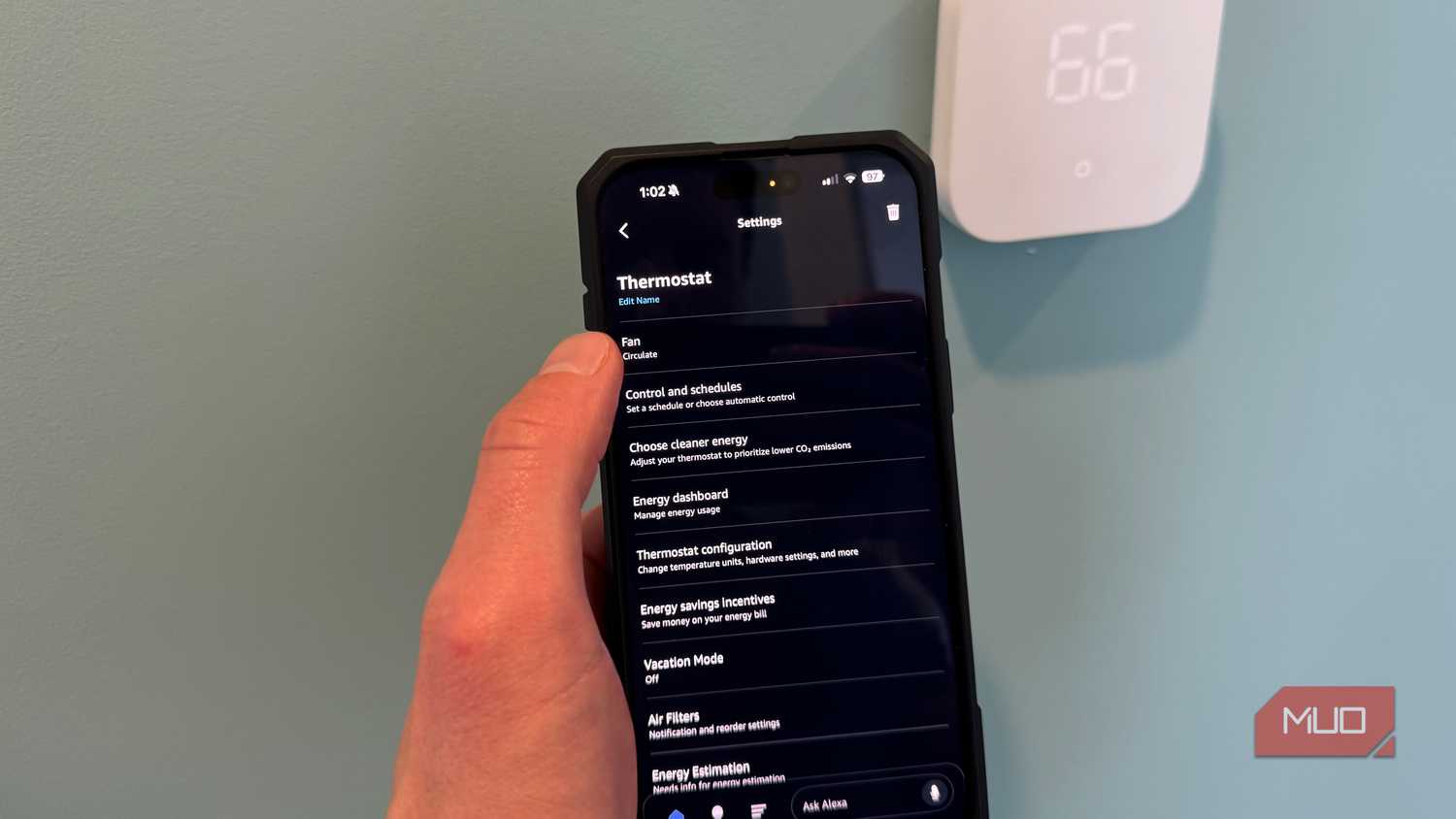 amazon smart thermostat alexa fan setting