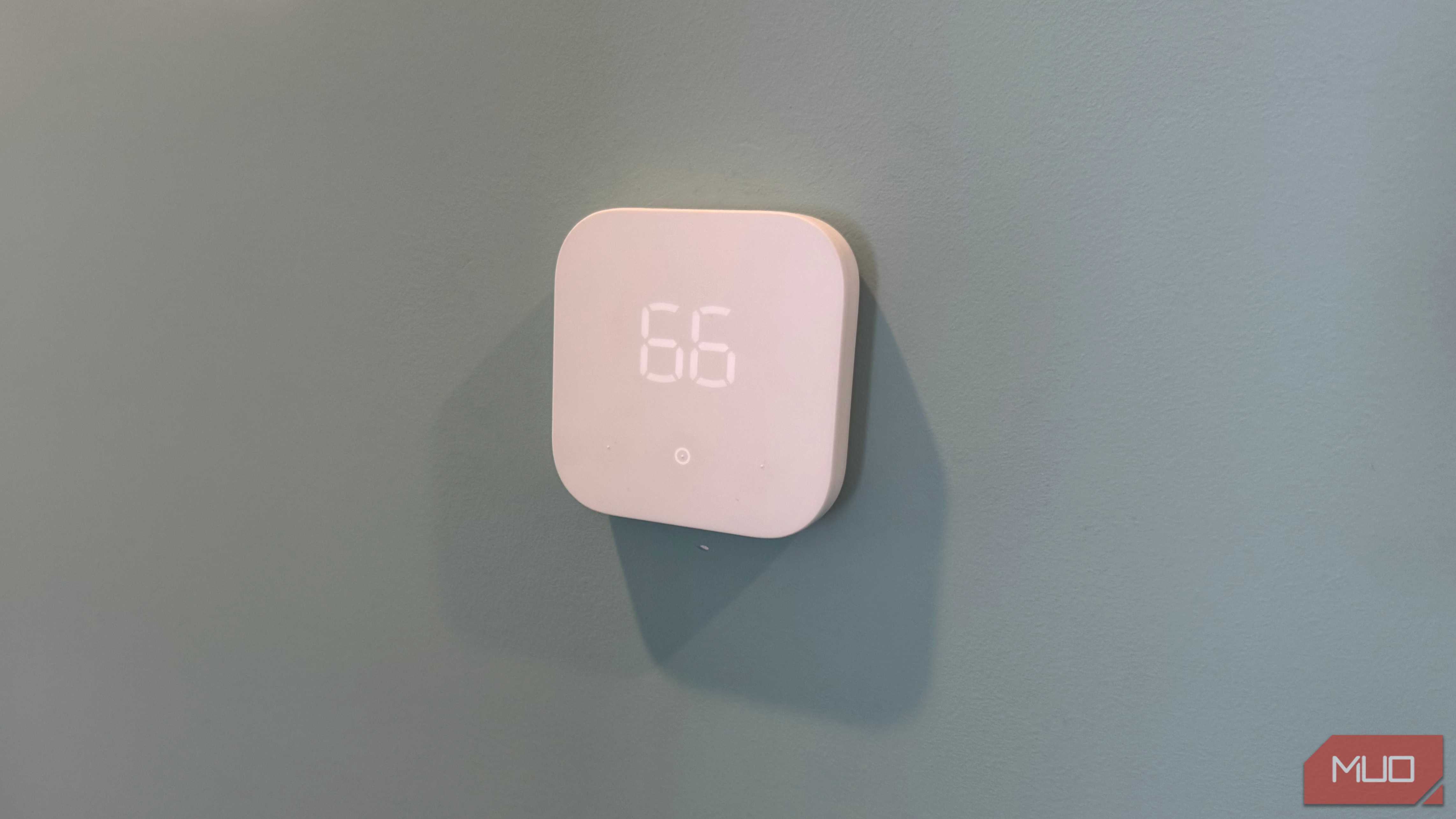 amazon smart thermostat mounted on wall