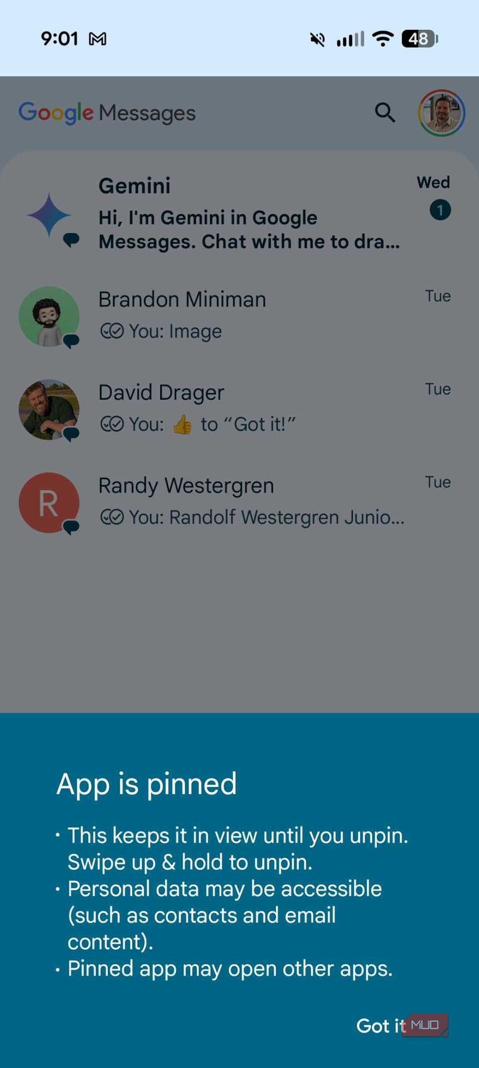 Información de fijación de aplicaciones