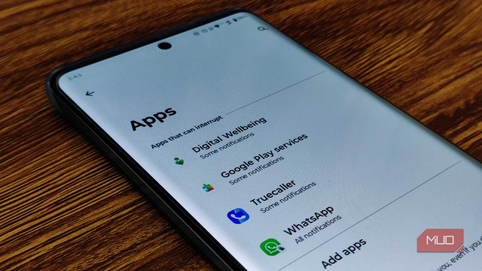 Apps allowed to interrupt without restriction in DND.