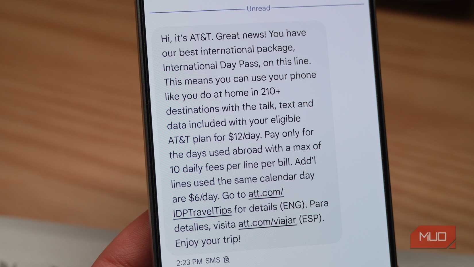 International Day Pass terms for AT&T lines.