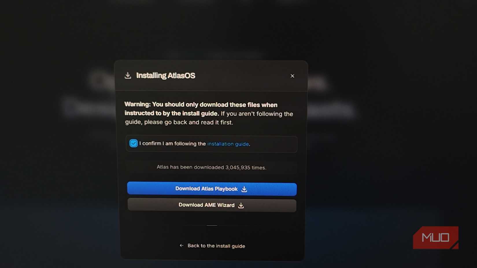 AtlasOS package download web page