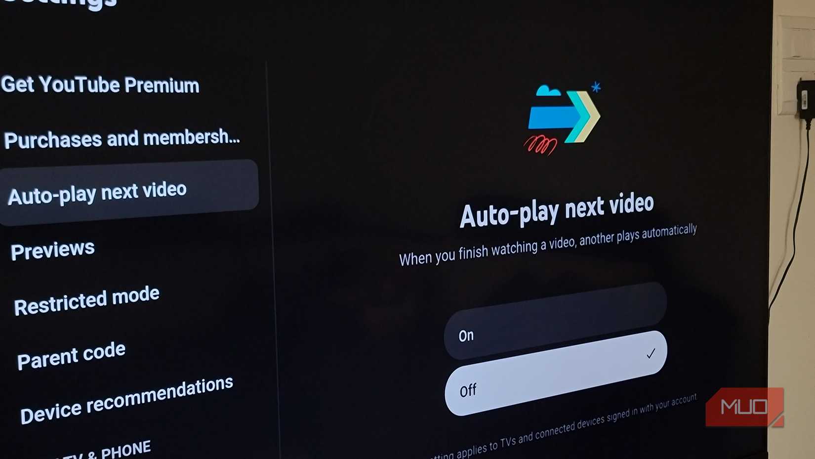 Auto-Play settings in the YouTube App on Android TV