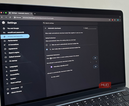 Automatic Downloads permissions in Google Chrome browser