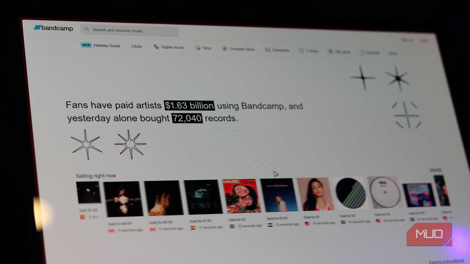 bandcamp website on a laptop.