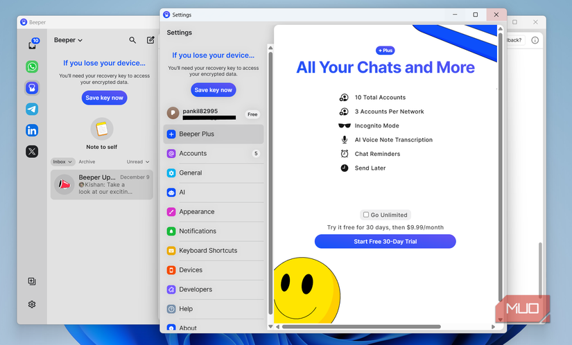 Beeper Plus features on PC