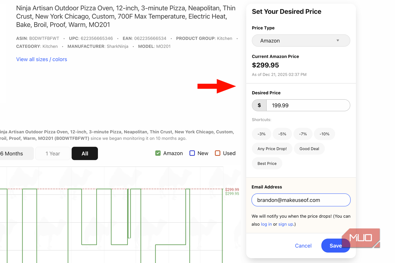 Amazon price watch on camelcamelcamel