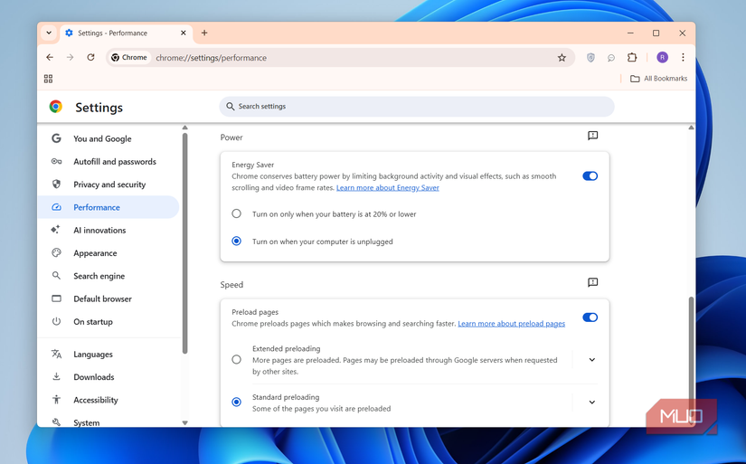 Chrome battery saver option on PC