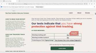 Cover Your Tracks test on the Tor browser