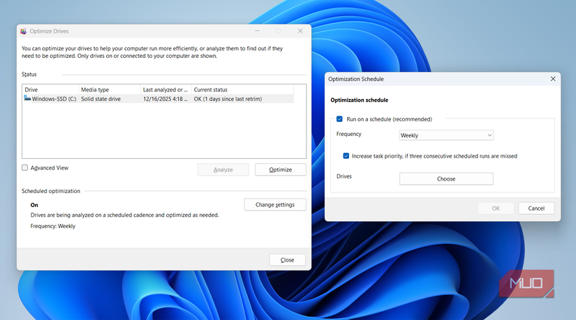 Defrag tool on Windows