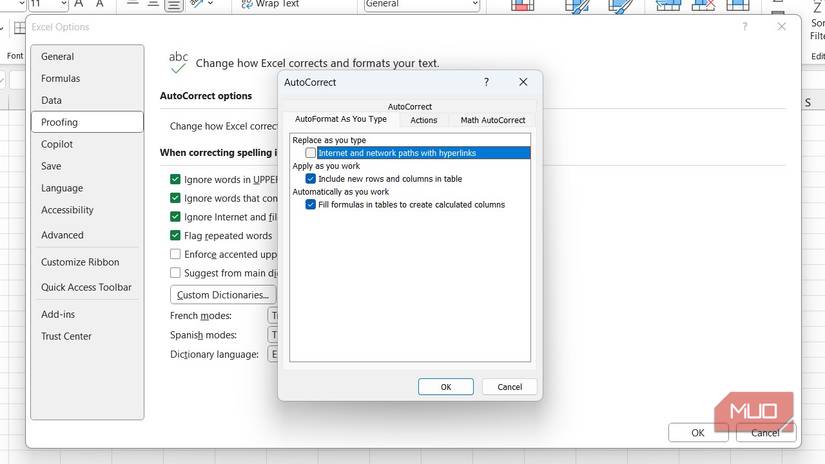 Deshabilitar la función que convierte automáticamente las URL en hipervínculos en Excel