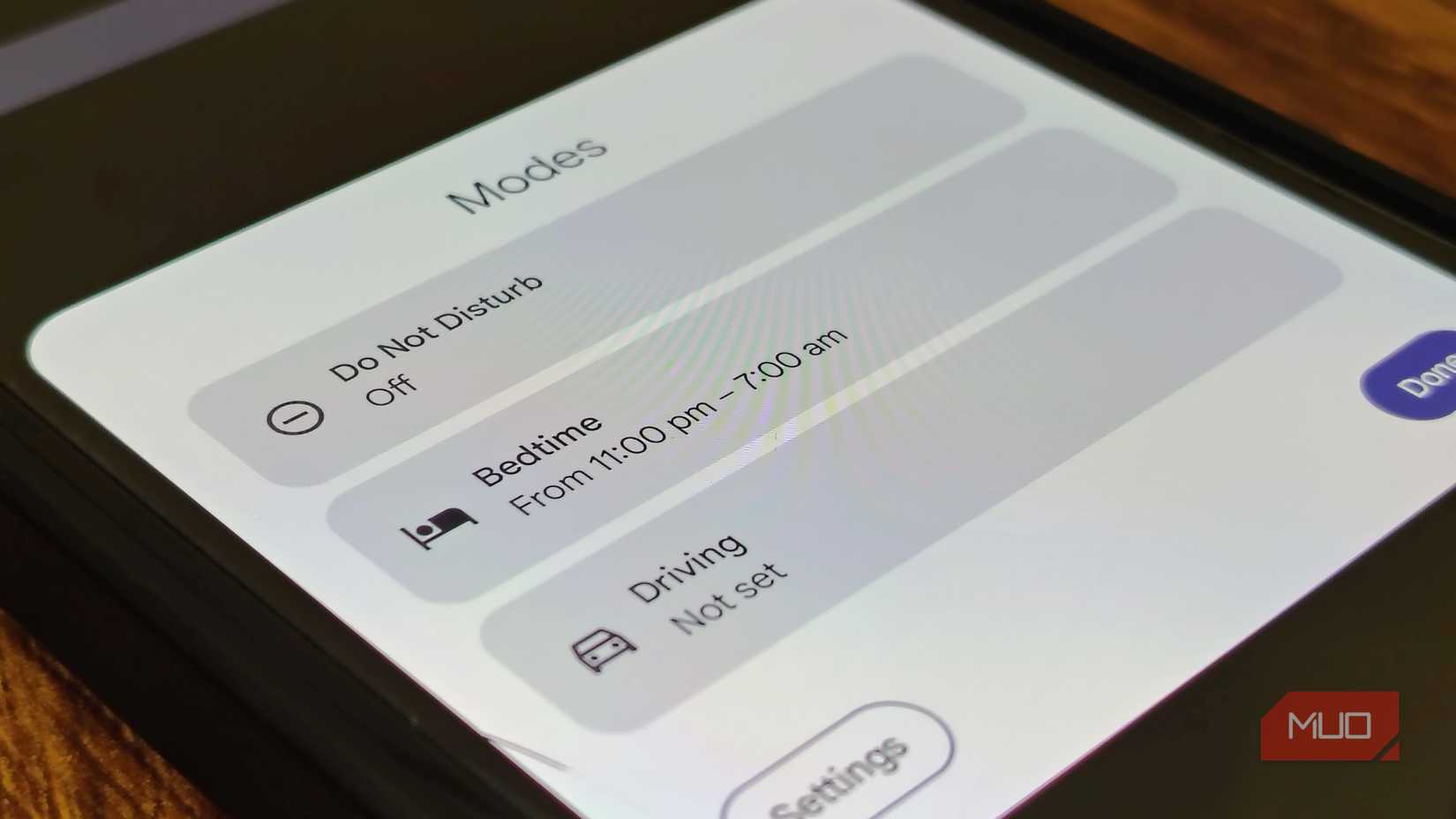 DND modes in quick tiles with bedtime timer on Android.