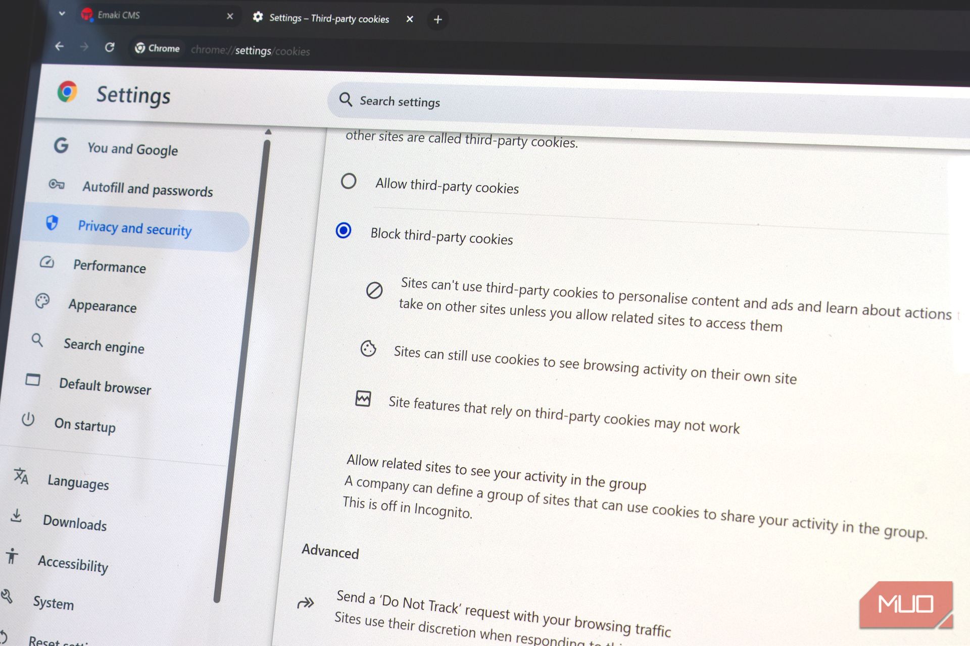 dont allow third party cookies settings chrome.