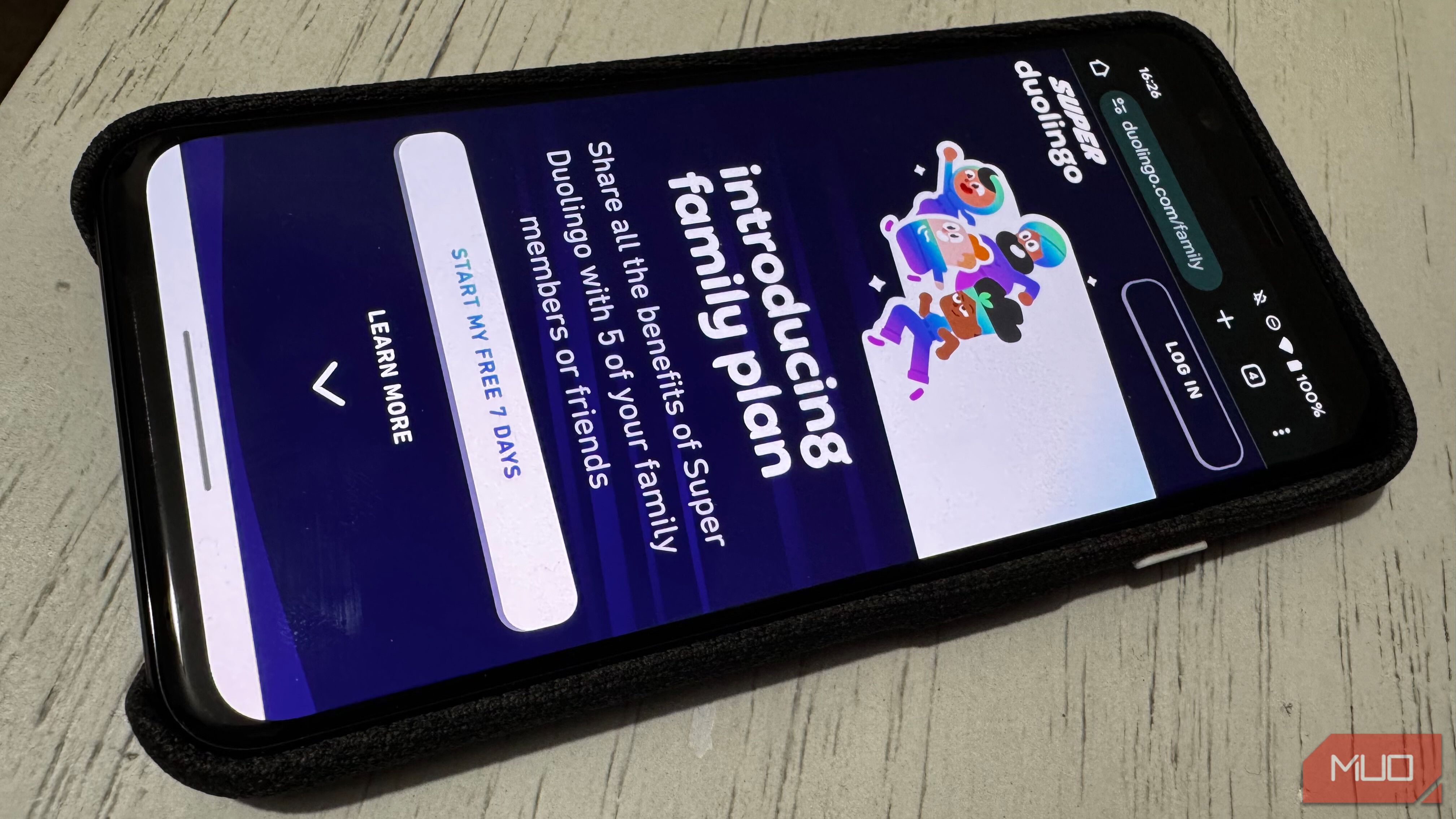 Duolingo Family Plan page on Smartphone