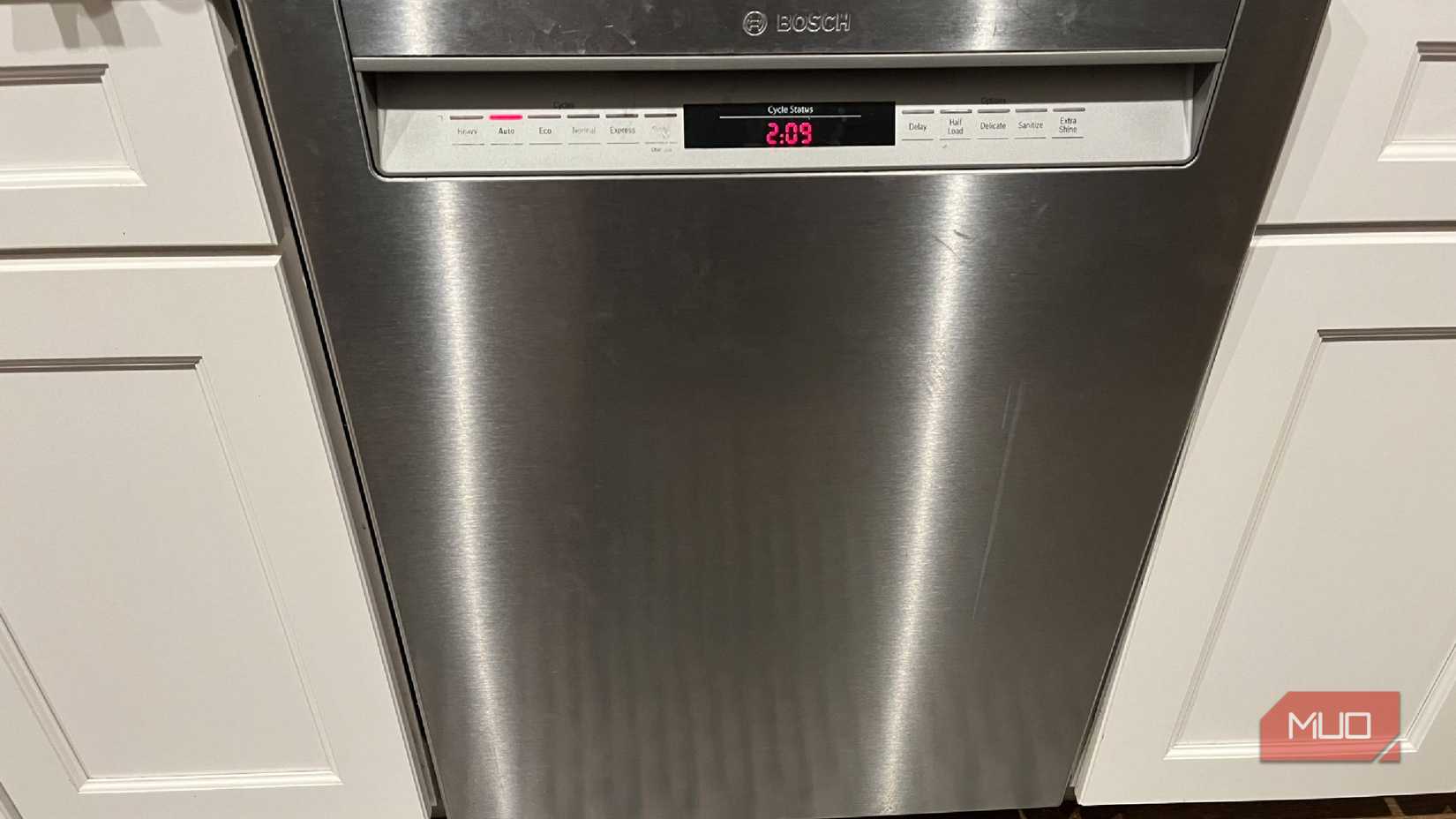 A closed dishwasher door