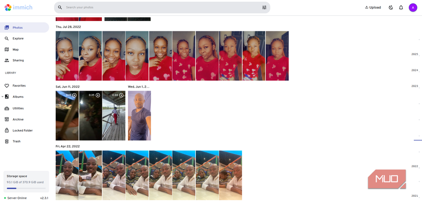 Exploring photo albums on Immich