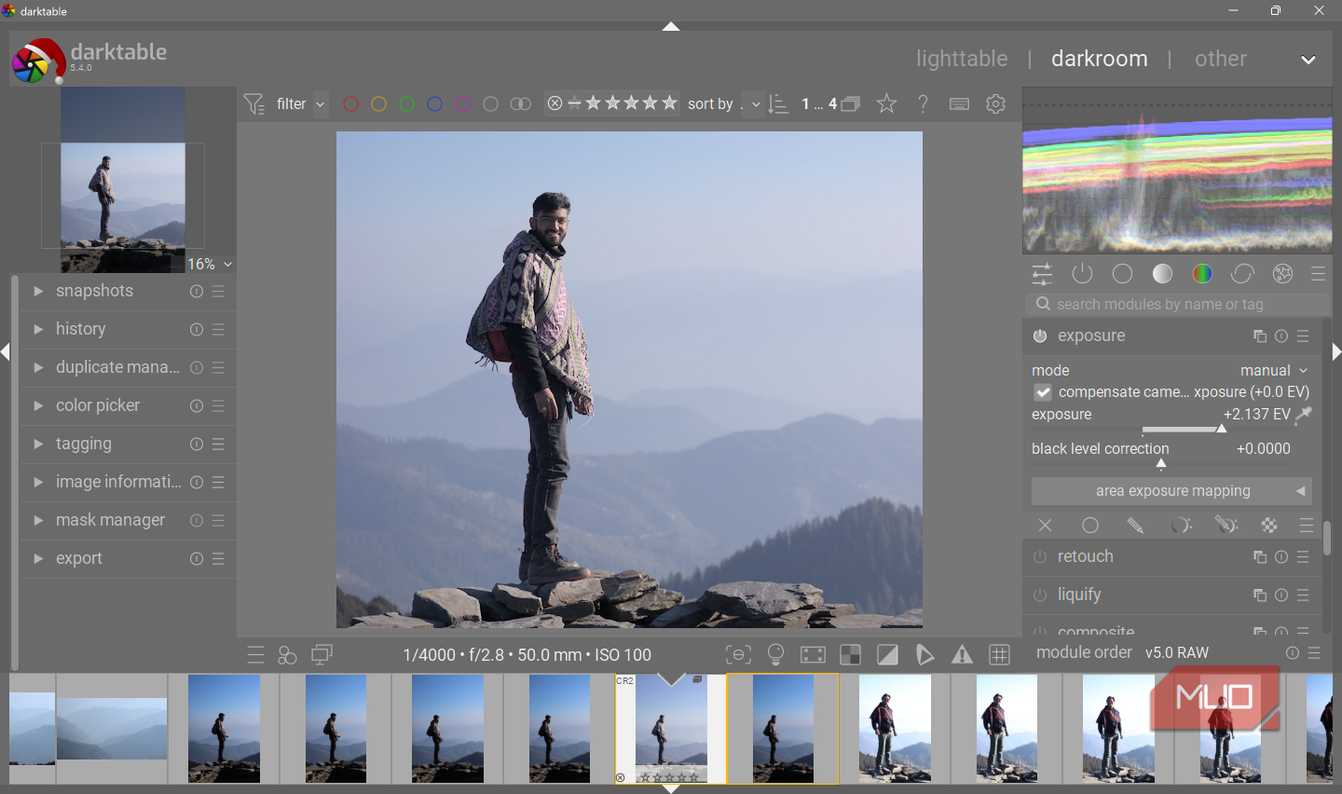Darktable RAW-конвертер Интерфейс программы Darktable для работы с RAW