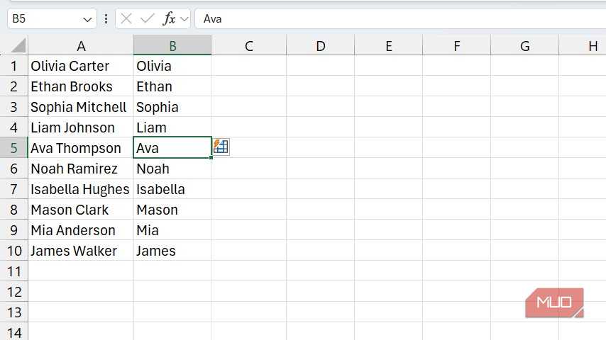 Fill Flash Example You're wasting time in Excel if you aren’t using Flash Fill