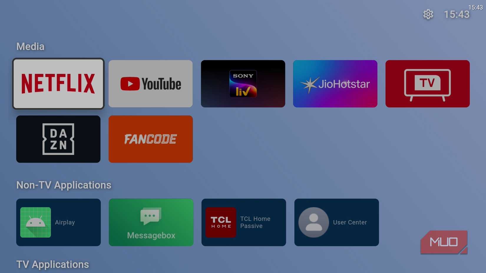 FLauncher app media section on TV