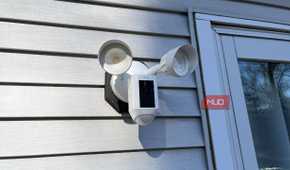 A Ring Flood Light camera outdoors