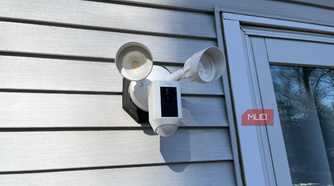 A Ring Flood Light camera outdoors