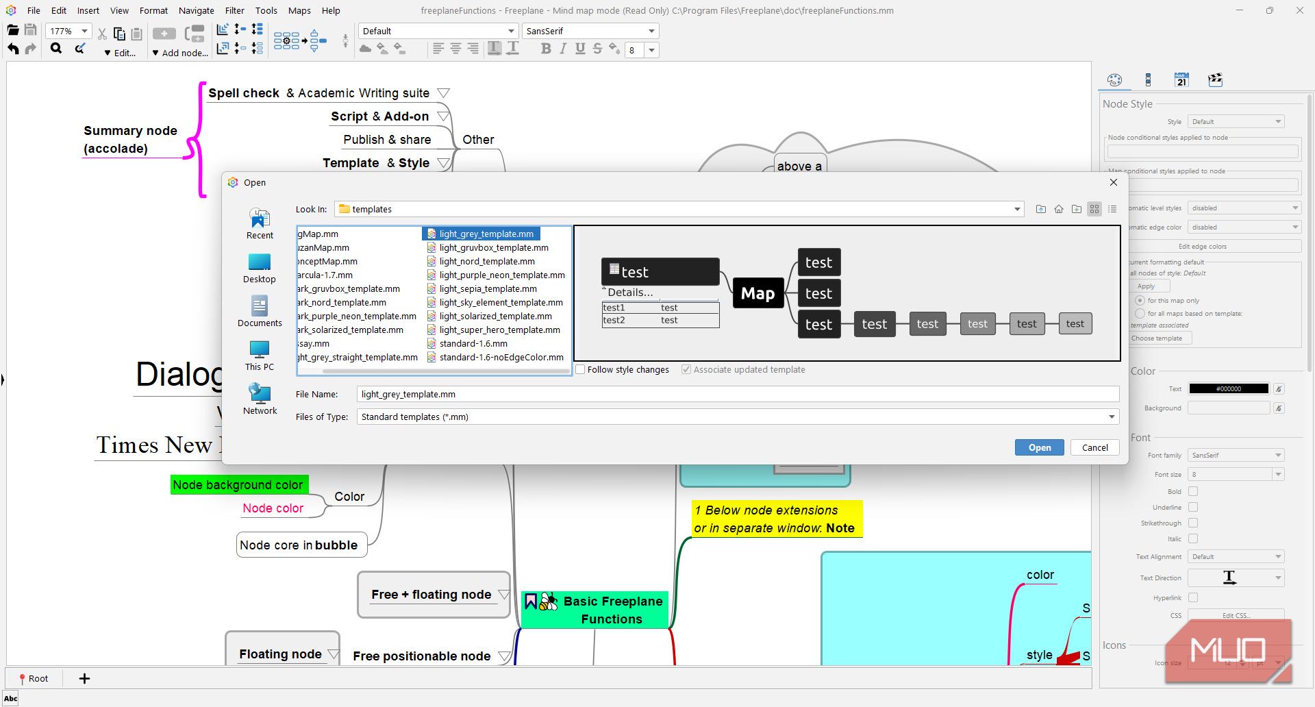 Freeplane mindmap templates