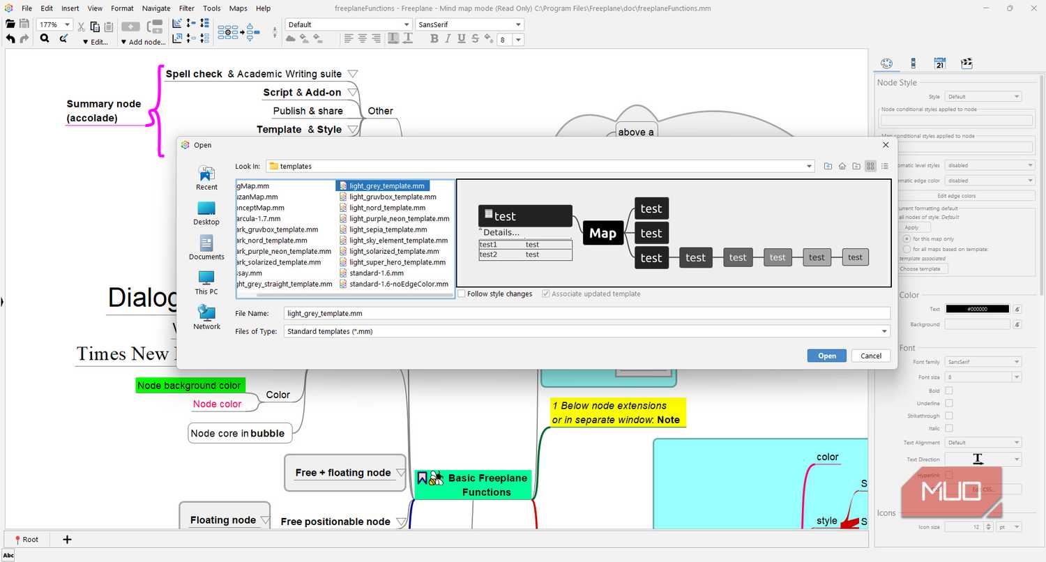 Freeplane mindmap templates