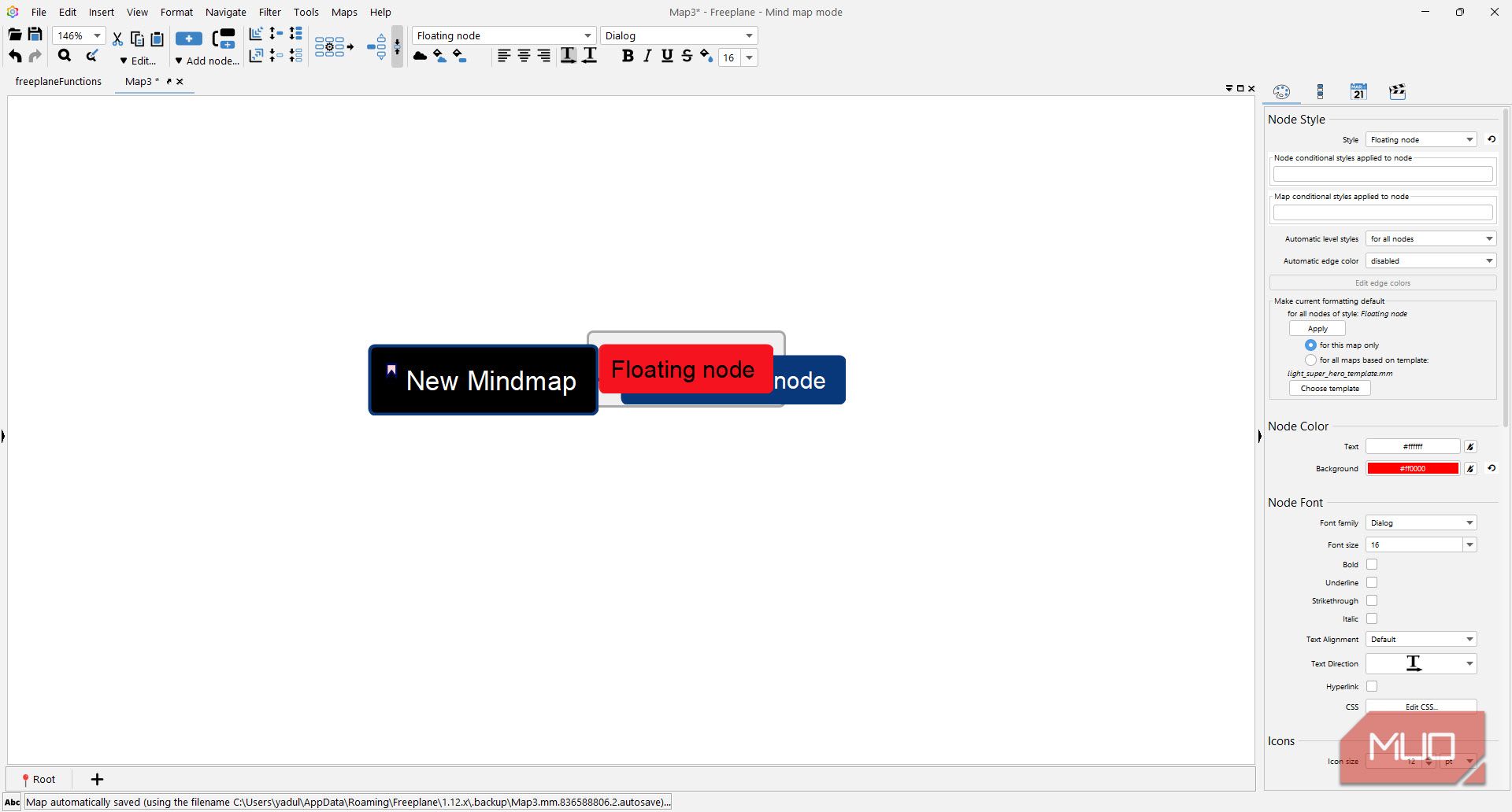 Freeplane node style window