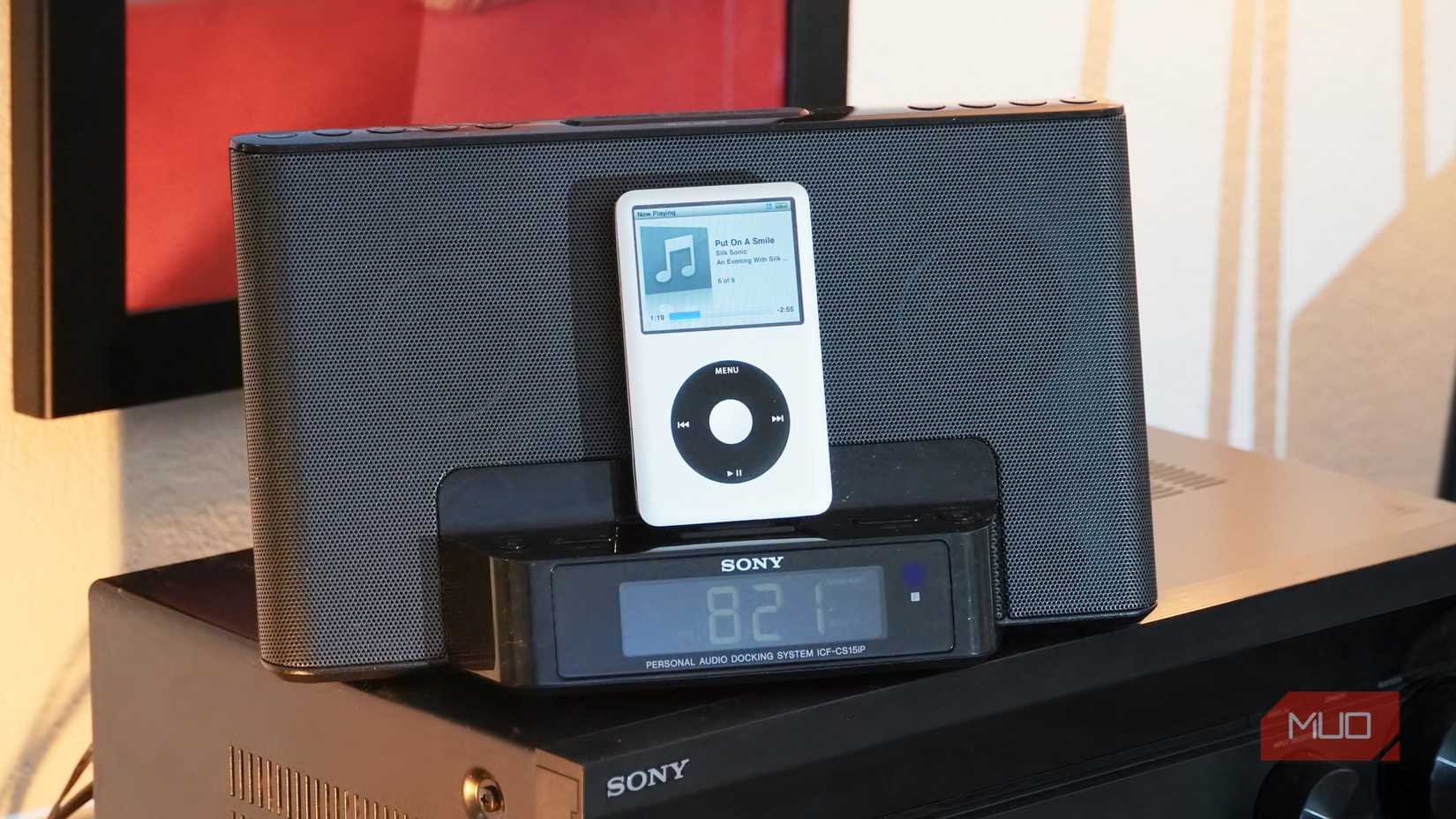 An iPod on a Sony music system.