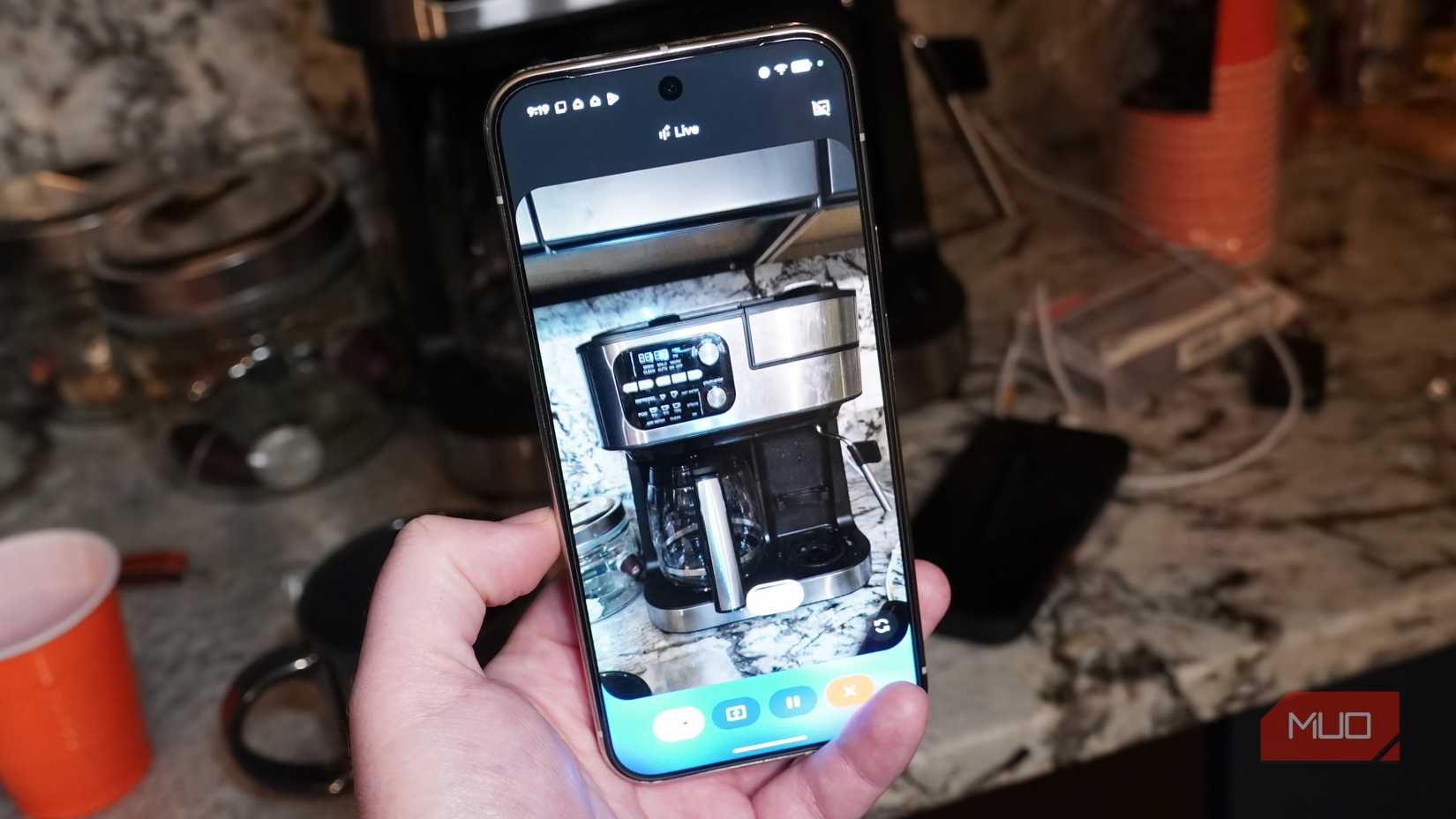 Identifying a coffee maker with Gemini Live.