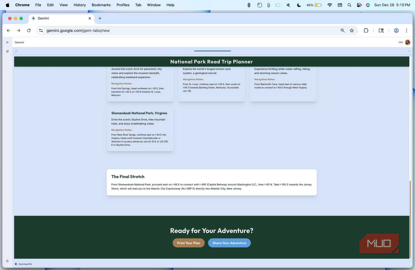 The buttons at the bottom of the Park Planner mini app that don't work.