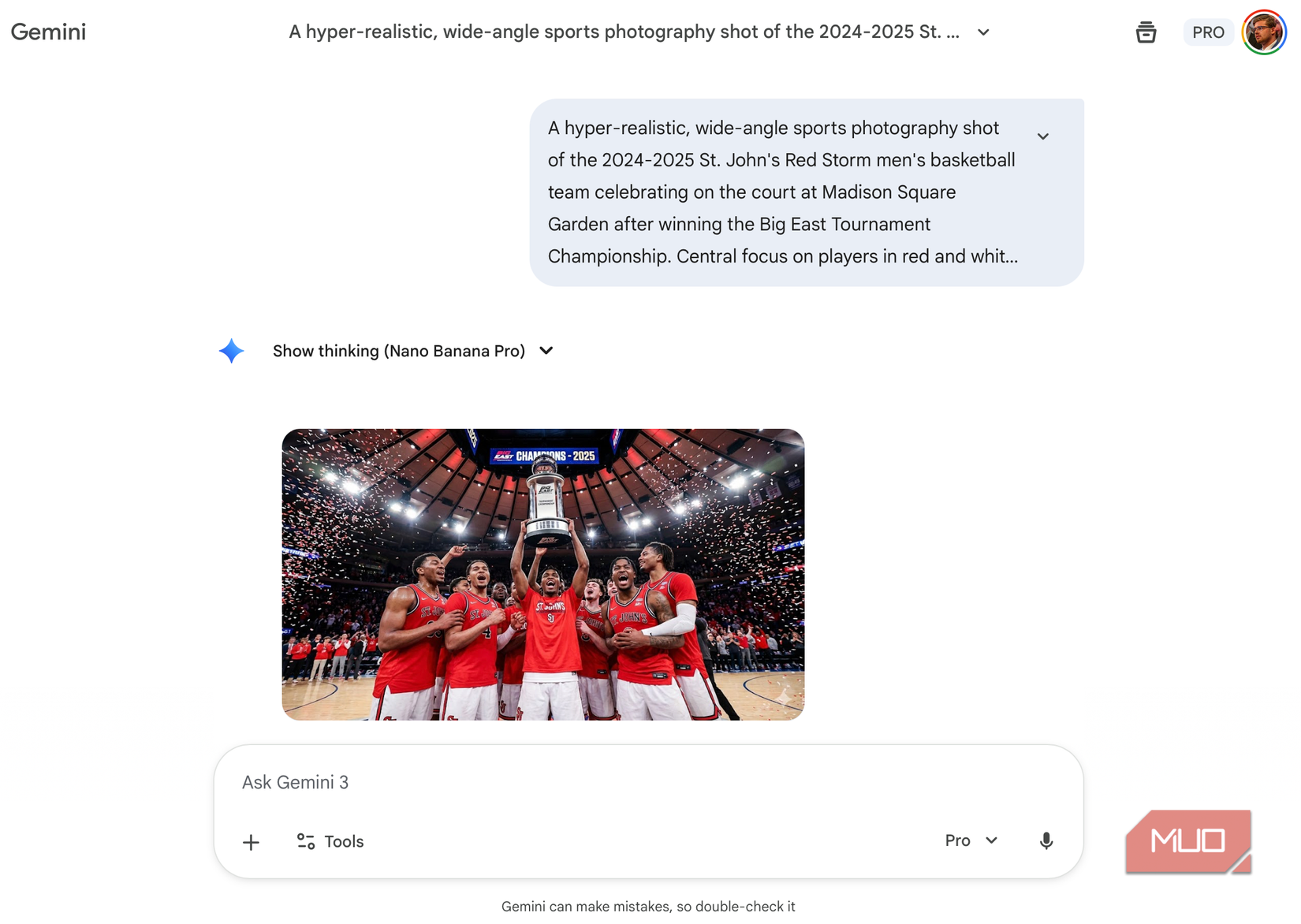 Using Meta prompting to generate an image with Gemini. 