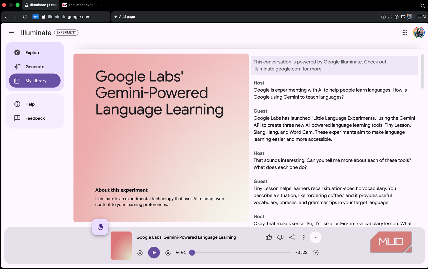 generated podcast in illuminate