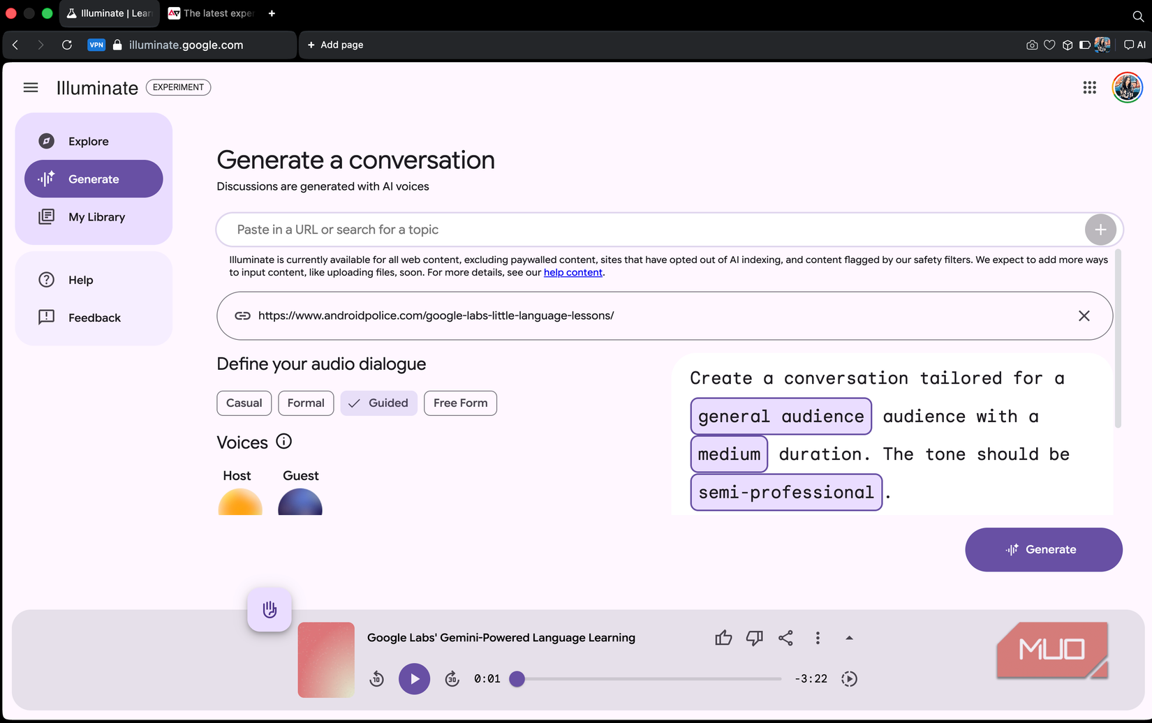 generating a presentation in google little labs