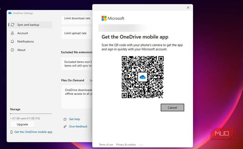 Getting mobile app for OneDrive