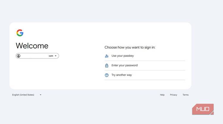 Gmail signin with Passkey