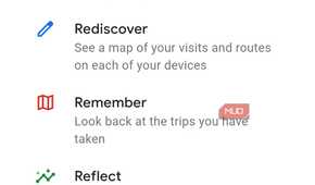 Google Maps timeline menu on Android